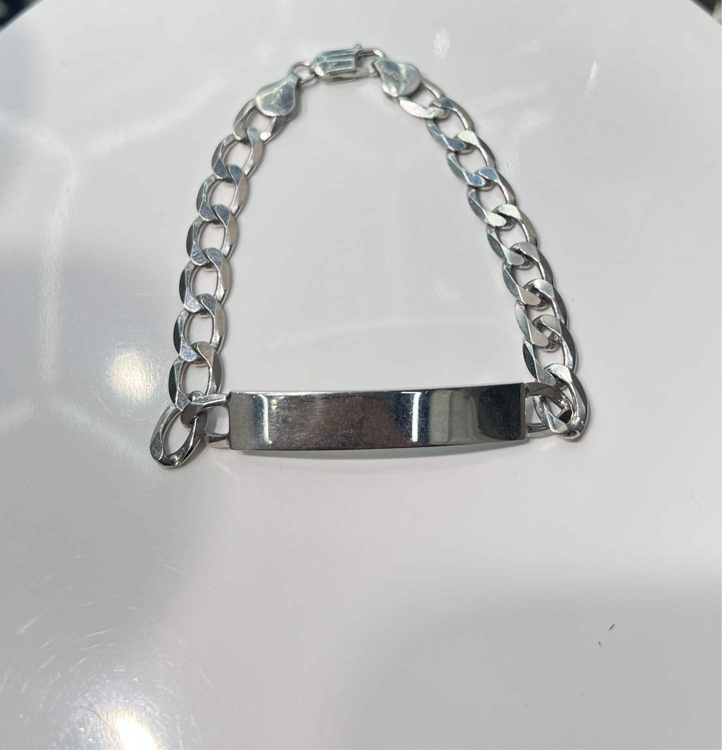 S824- NEW .925 Sterling Silver Miami Cuban ID Bracelet (7.60mm) W.G
