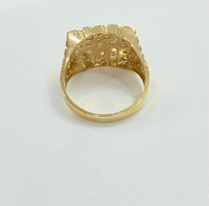 1696- NEW 10K Square Nugget Men Ring W.G