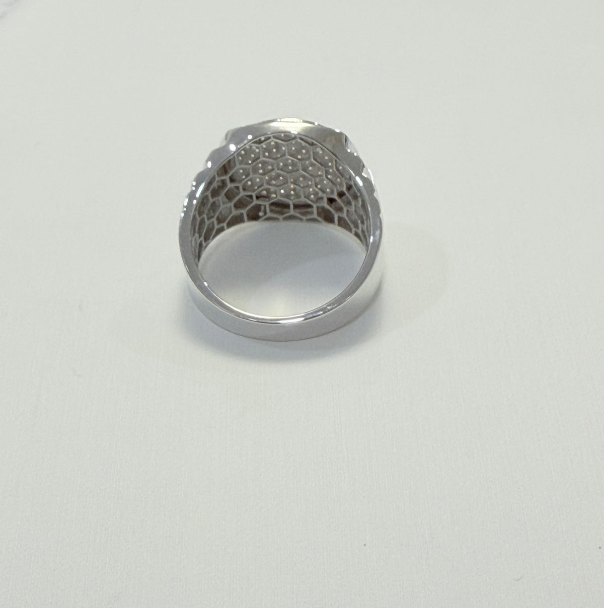 S1141- .925 Sterling Silver Ice Out Round Men’s Ring W.G