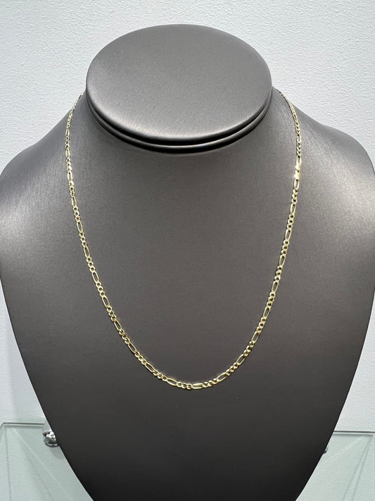 1252- NEW 14K Solid Figaro Chain 18" (2.5mm) W.G