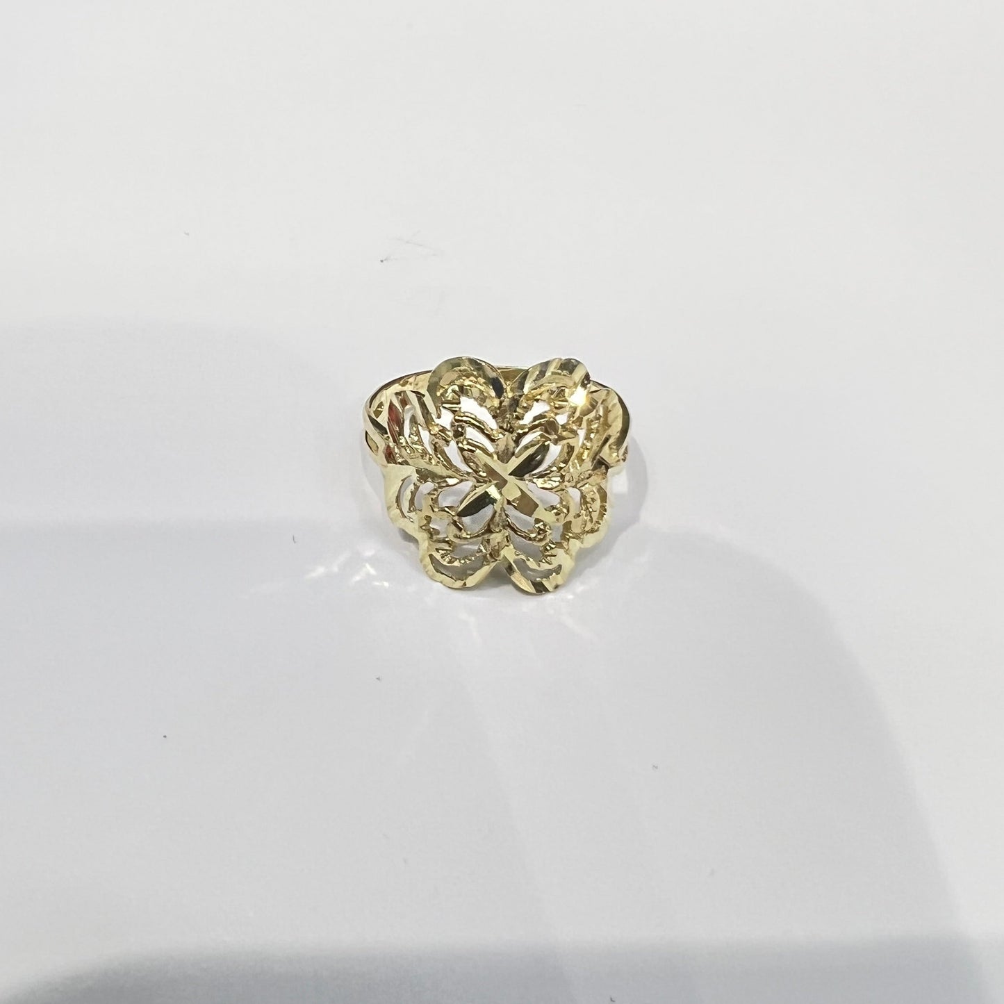 1637- NEW 10K Gold Swirl Flower Ring W.G