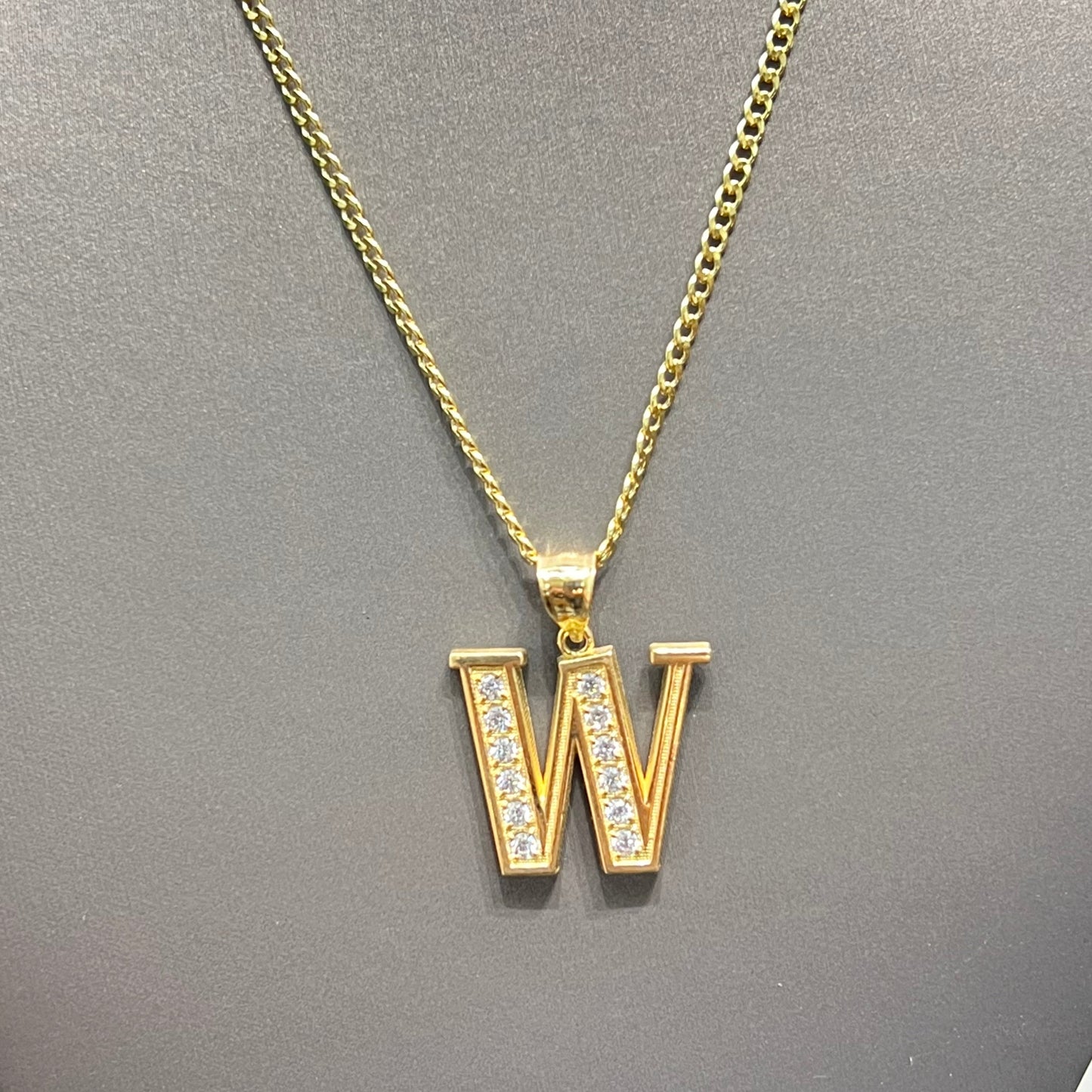 00137- NEW 14K Gold Letter “W” Pendant - (20x17mm) W.G