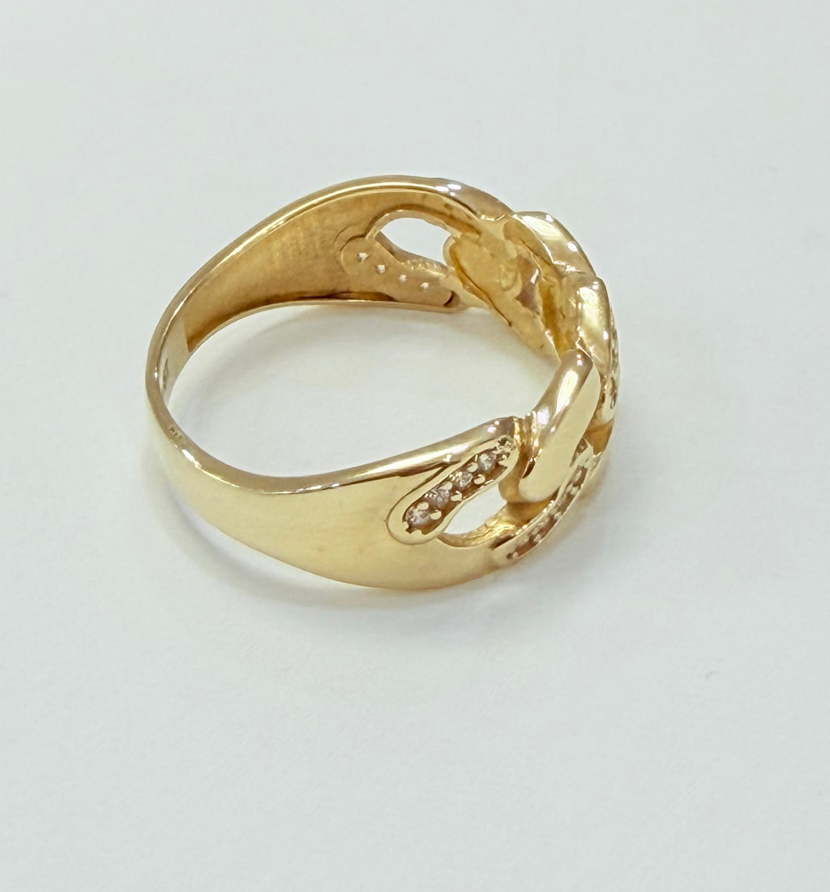 1394- NEW 14K Cuban Link Band Ring W.G