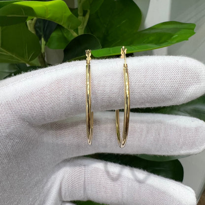 1288-14K NEW 14K Hollow Hoop earrings 2x40mm (W.G)