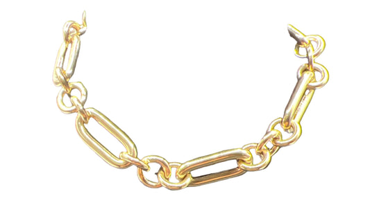 324- 14K Classic Oval And Round Link Chain Bracelet 7 1/2”