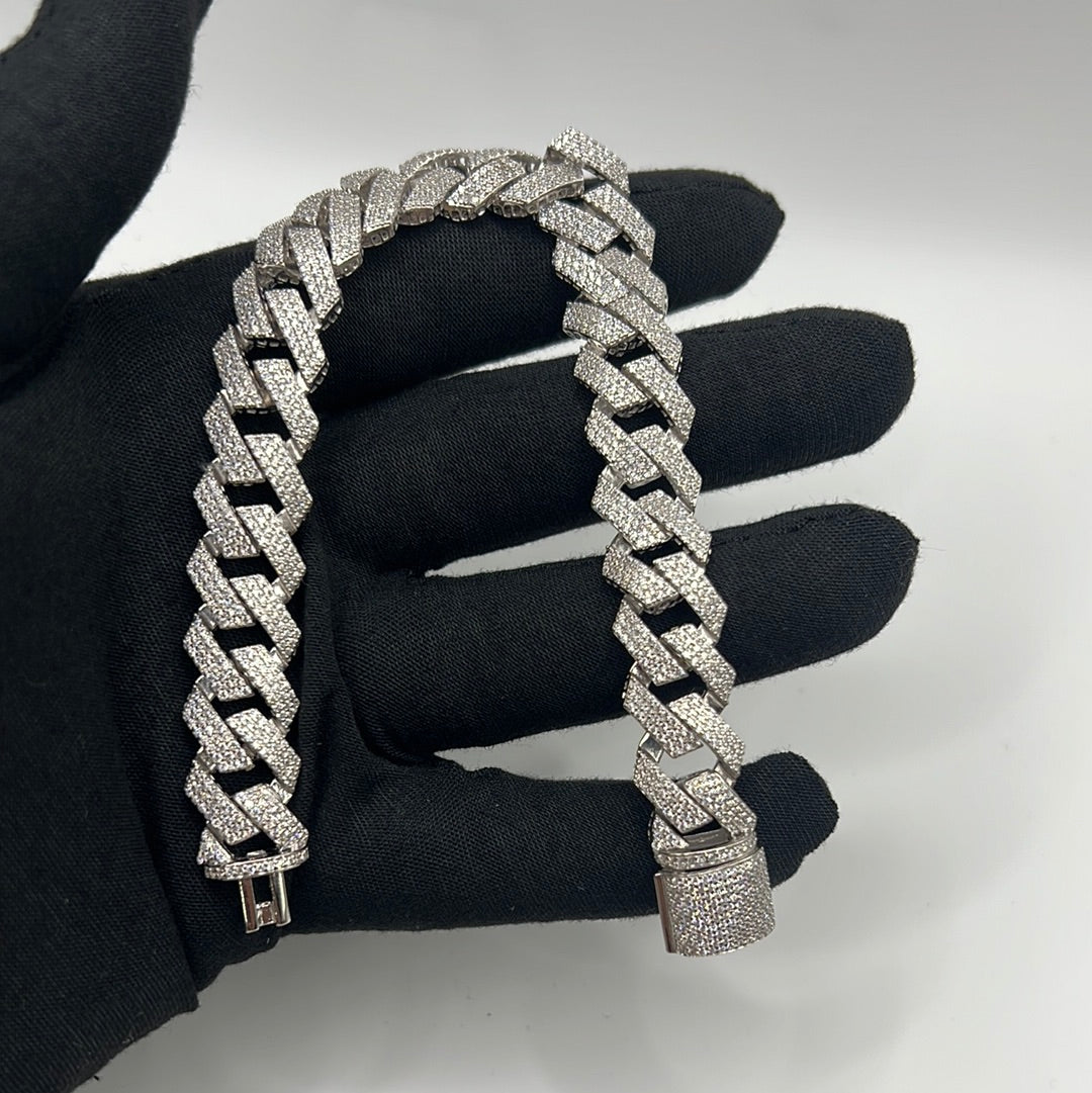 S0012- .925 Sterling Silver Miami Cuban Link Bracelet 14.60mm