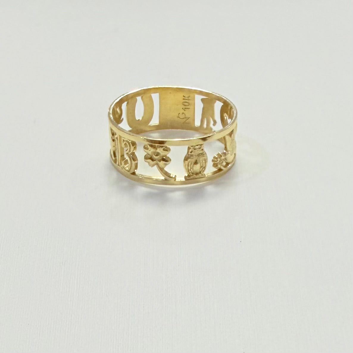 1705- NEW 10K Good Luck Band Ring W.G