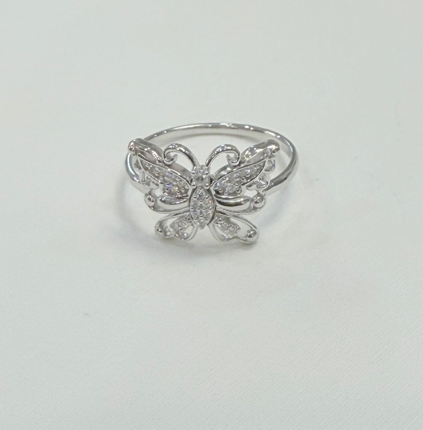 S1144- .925 Sterling Silver Moissanite Buttefly Women’s Ring W.G