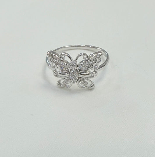 S1144- .925 Sterling Silver Moissanite Buttefly Women’s Ring W.G
