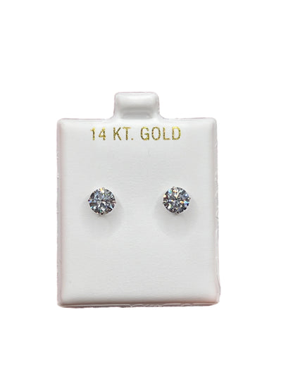 627- White Cz Stone Stud Earrings 6mm