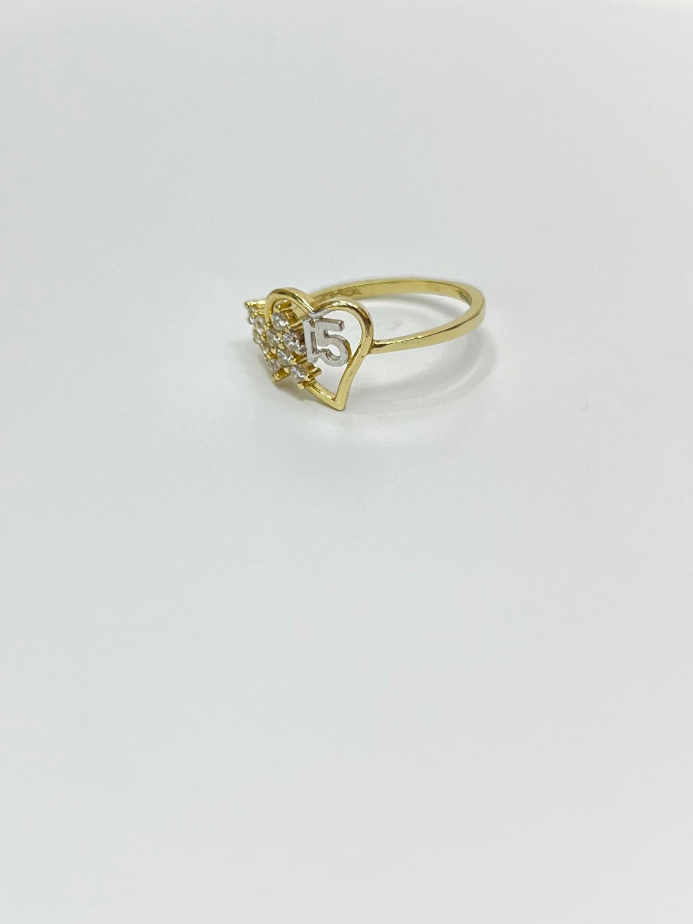 1486- NEW 10K Double Heart Quinceañera Ring W.G
