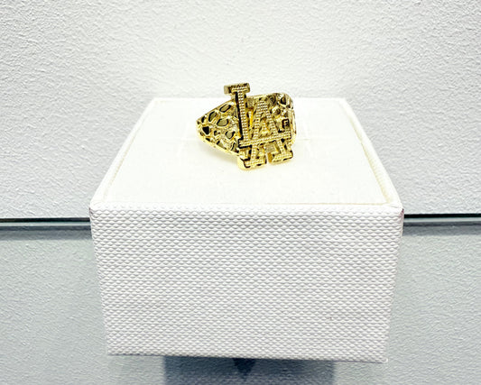 1107- NEW 14K Full Nugget LA Square Ring W.G
