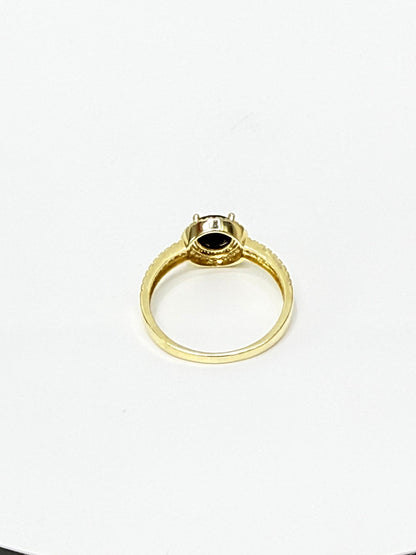 1599- NEW 14K Round Black Cz Stone Gold Ring W.G