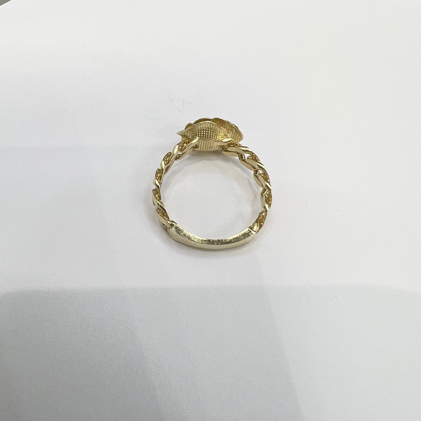 1635- NEW 10K Gold Chain Ring With Rose W.G