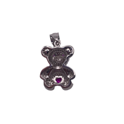 S629- Teddy Bear Red Heart Pendant