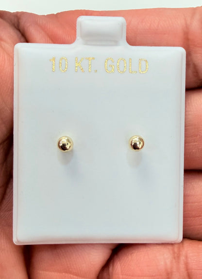 1758- NEW 10K Ball Stud Earrings (4mm) W.G