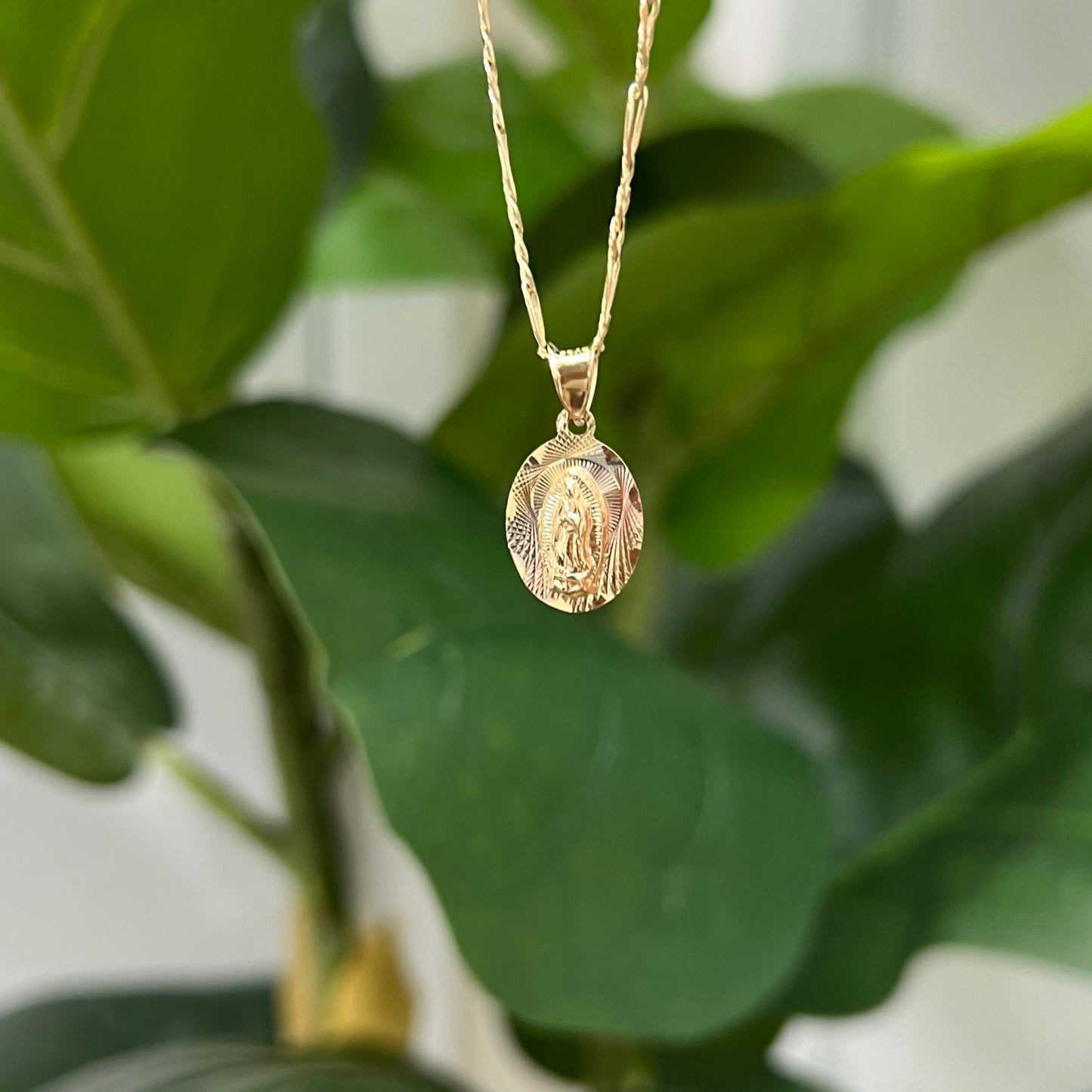 1256- NEW 14K Our Lady of Guadalupe Pendant W.G