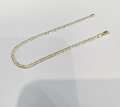 1656- NEW 14K Solid Cuban Curb Bracelet 7" (2.7mm) W.G