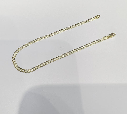 1656- NEW 14K Solid Cuban Curb Bracelet 7" (2.7mm) W.G