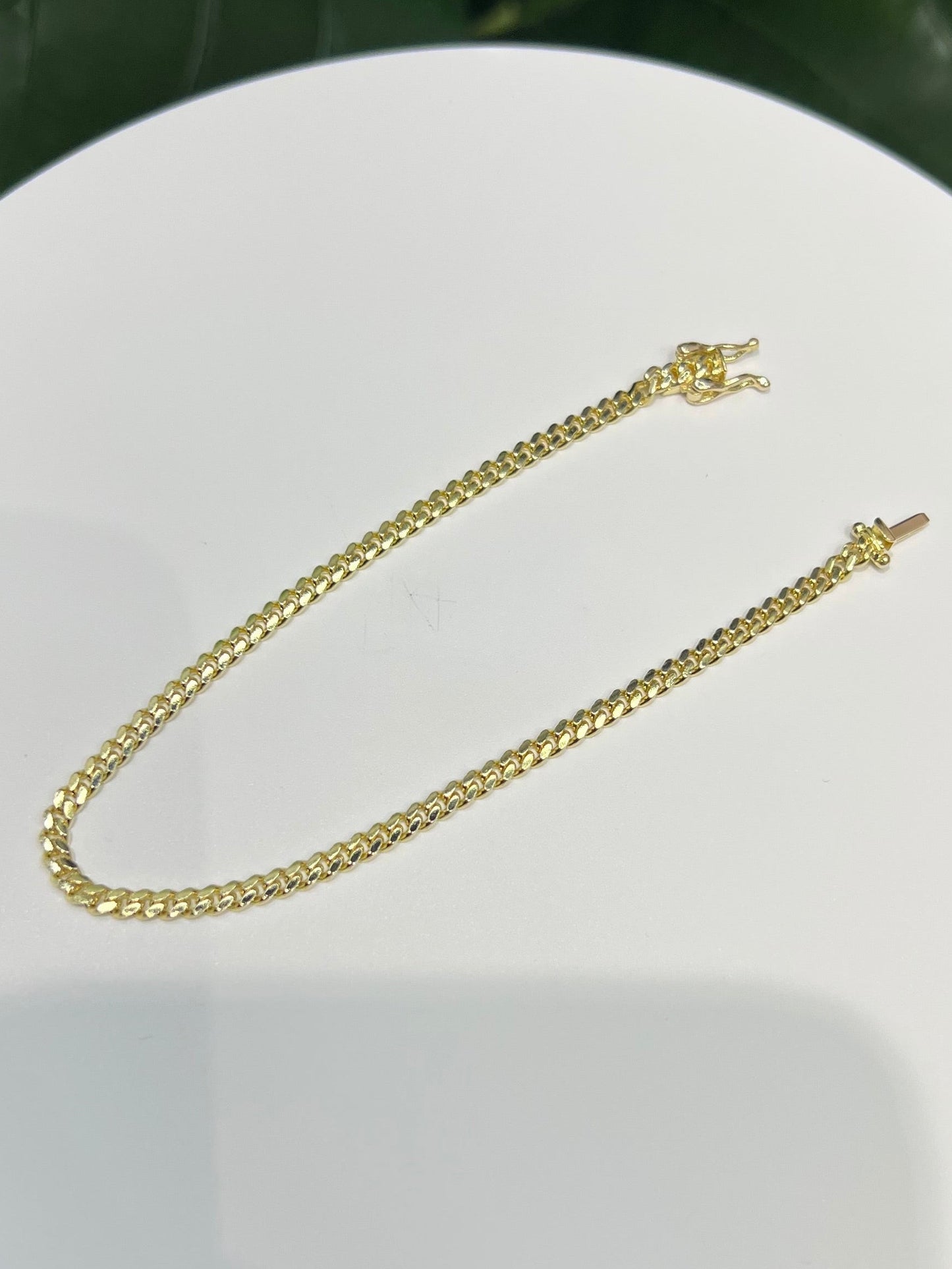 1573- NEW 10K Solid Miami Cuban Bracelet 7.5" (3mm) W.G