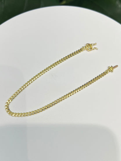 1573- NEW 10K Solid Miami Cuban Bracelet 7.5" (3mm) W.G