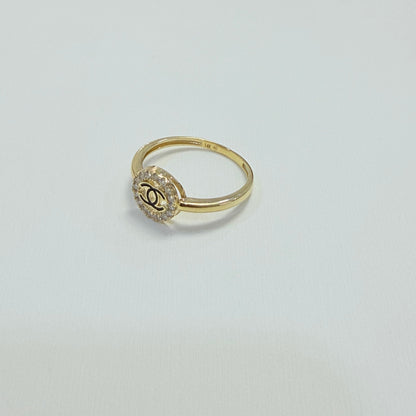 1679- NEW 14K Gold Double-C Halo Ring W.G