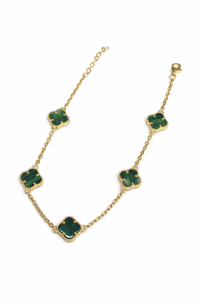 1588- NEW 14K Green Trebol Bracelet 7" +1" ext (1.90mm) W.G