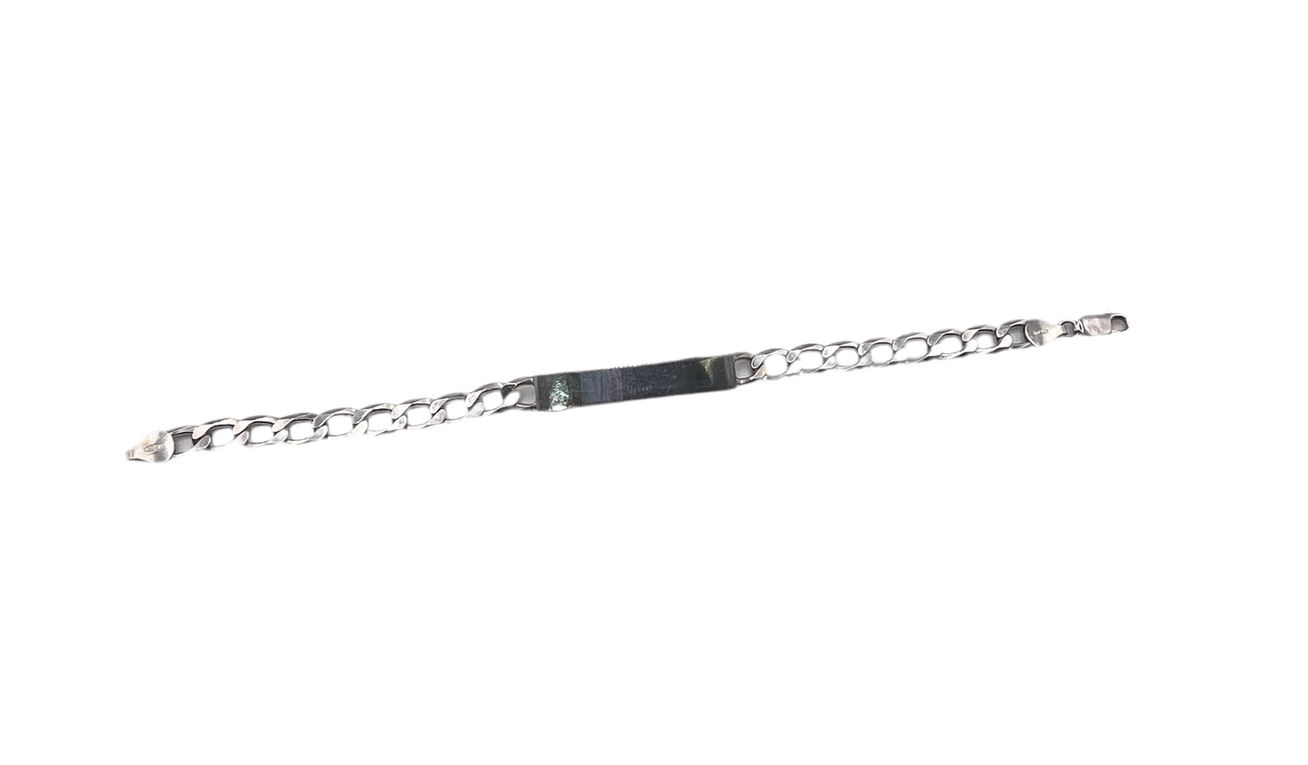 S824- Miami Cuban Silver ID Bracelet 8”