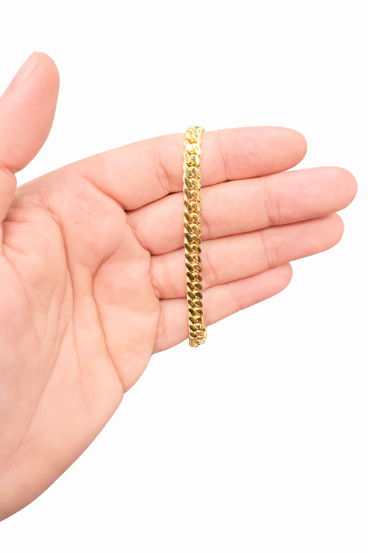 1270- 10K Solid Miami Cuban Bracelet 8.5" (7mm) W.G