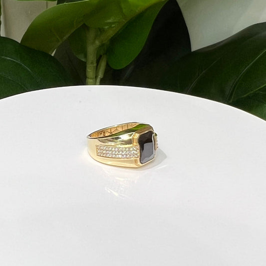1247- NEW 14K Black Oval Men's Fashion Ring W.G