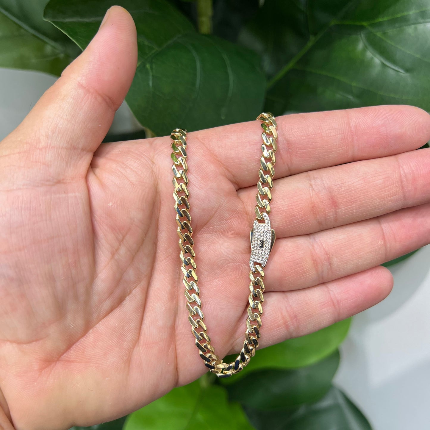1660- NEW 14K Hollow Cuban Monaci Chain 22" (6mm) W.G