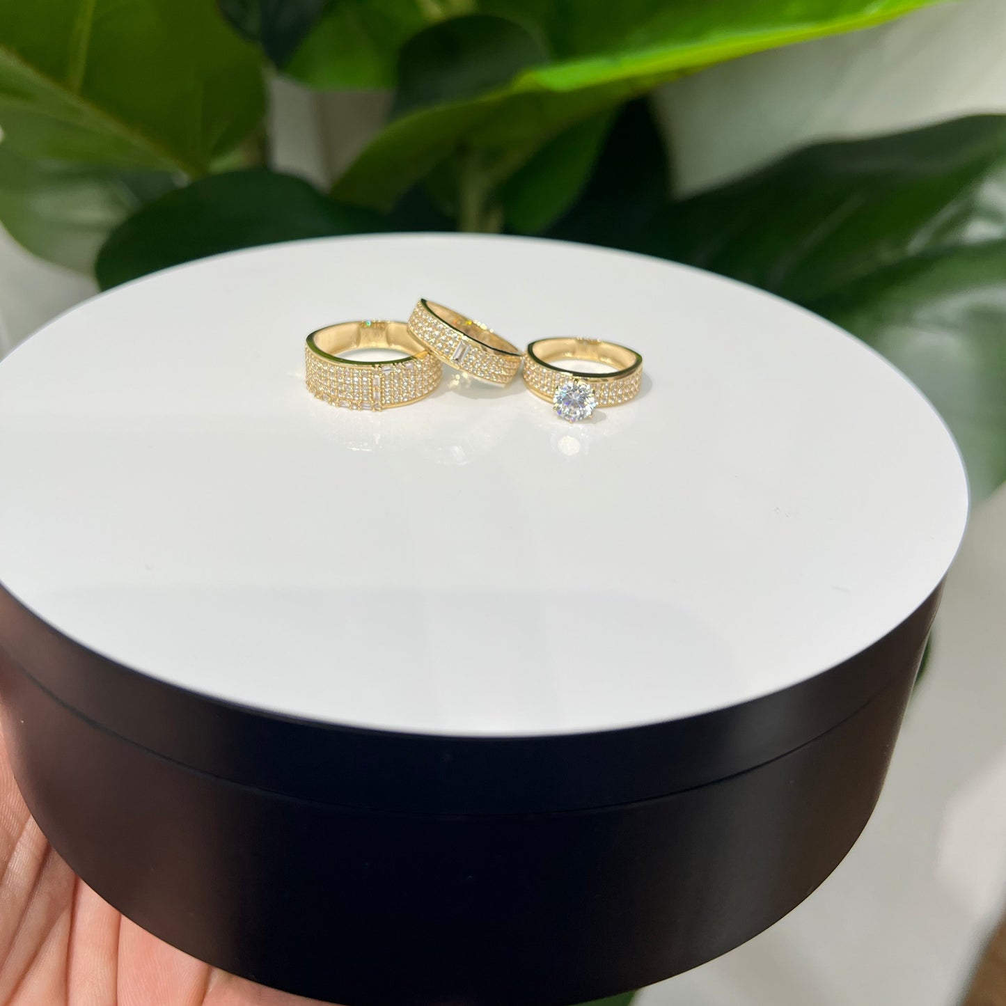 1225-NEW 14K Trio Wedding Ring Set W.G
