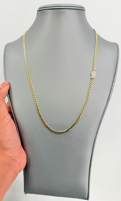 1720- NEW 10K Hollow Cuban Curb w/ Cz Lock 22” (4mm) W.G