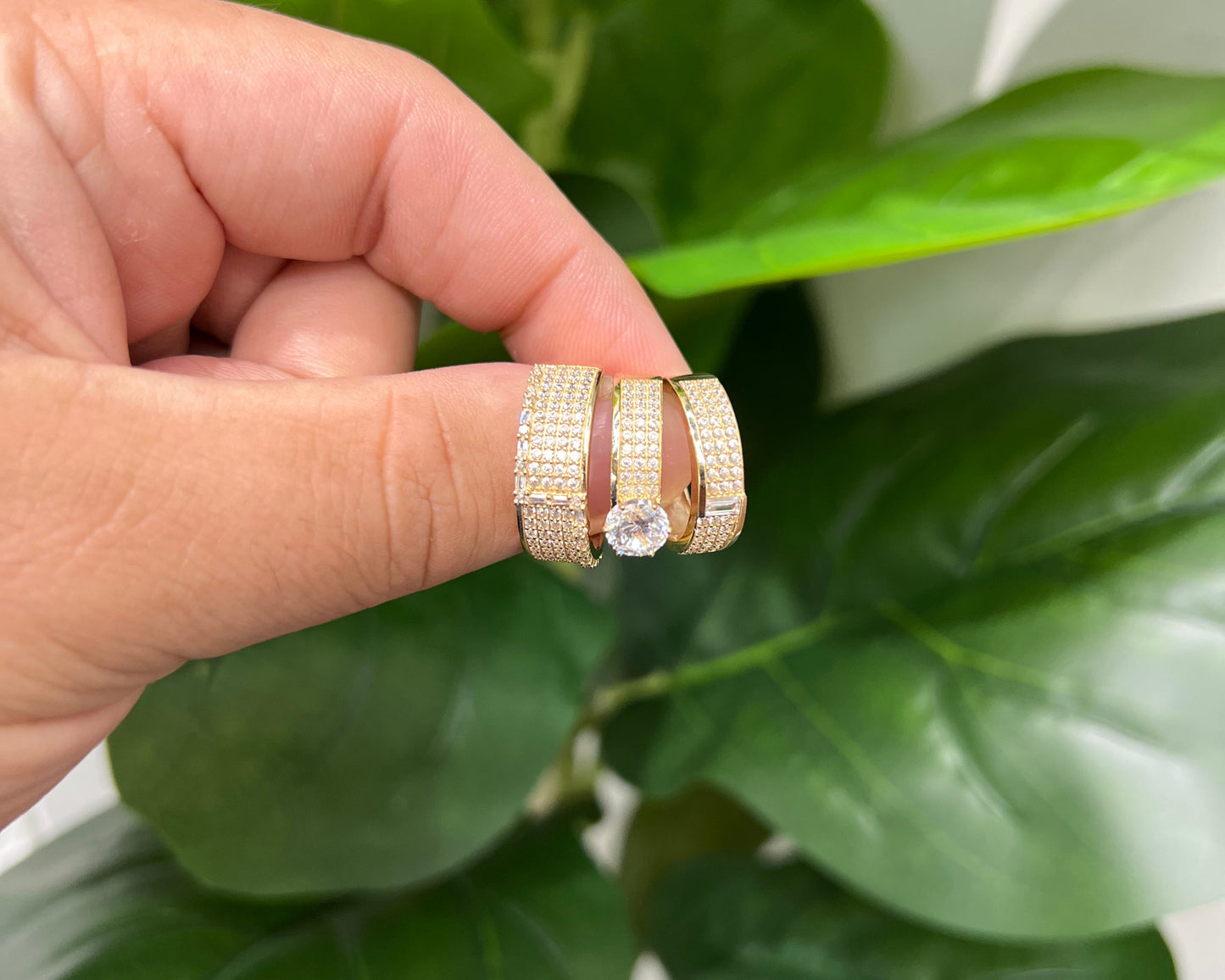 1225-NEW 14K Trio Wedding Ring Set W.G