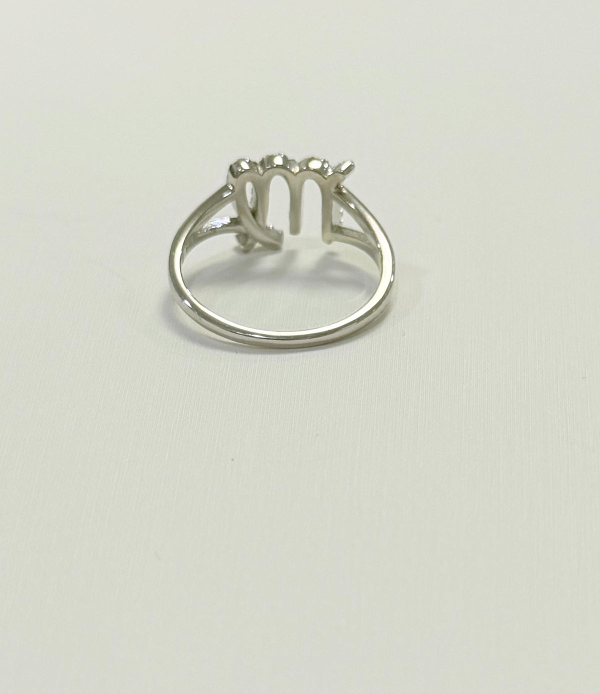S633- NEW .925 Sterling Silver Zodiac Scorpio Cz Ring W.G