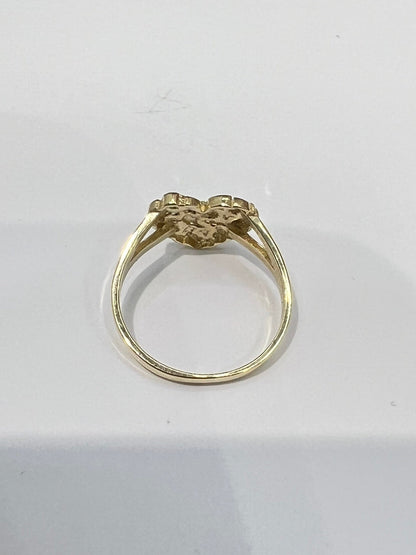 1277- NEW 14K Small Heart Nugget Ring W.G