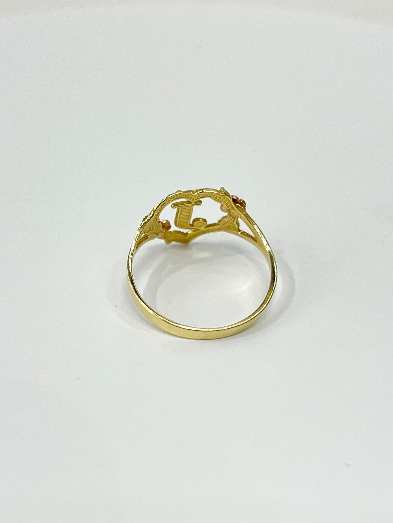 00163- NEW 14K Heart Shape Letter “J”Two Tone Women Ring (W.G)