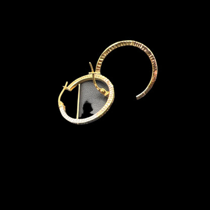 322- 14K Yellow Gold Tri Color Hoops Earrings