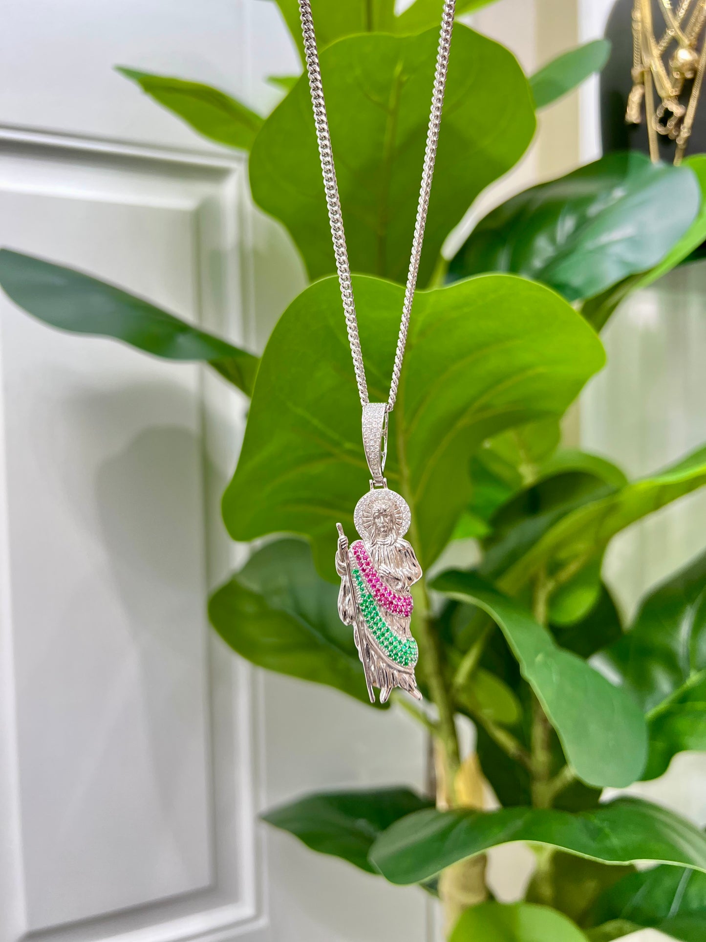 S267- NEW .925 Sterling Silver St. Jude Medium Pendant W.G