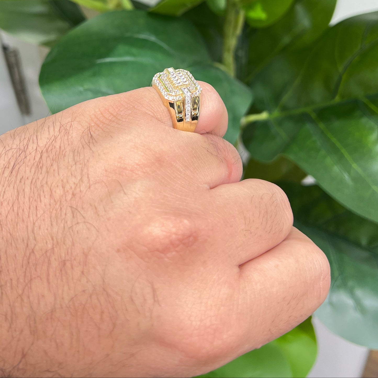 1356- NEW 14K Ice Out Cz Men's Fashion Ring W.G