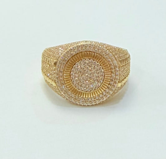 1349- NEW 14K Classic Round Ice Out Men's Ring W.G
