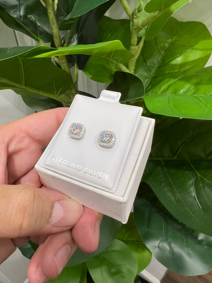 M2- NEW .925 Moissanite & Cz Stud Earrings W.G