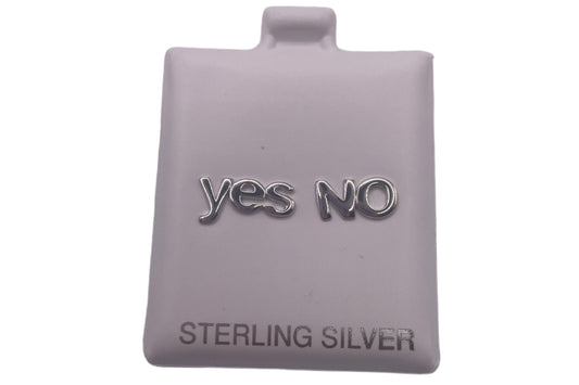 S524- .925 Yes & No Silver Earrings Studs