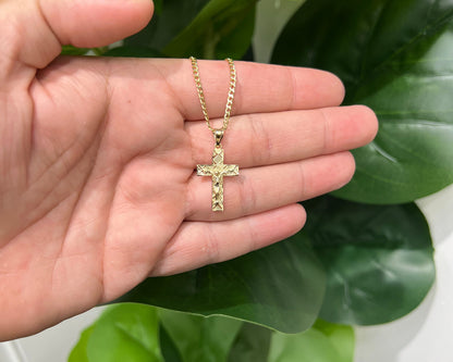 1304- NEW 10K Gold Cross Pendant W.G