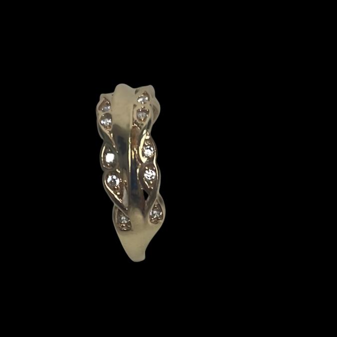 0085- 14K Band Ring With Small White Stones