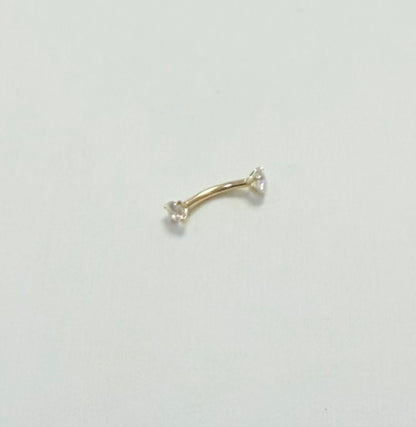P3- NEW 14K Solid Gold Curved Barbell Eyebrow Lab Grown Diamond
End W.G