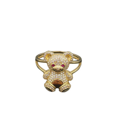 0083- 14K Yellow Gold Solid Bear Ring