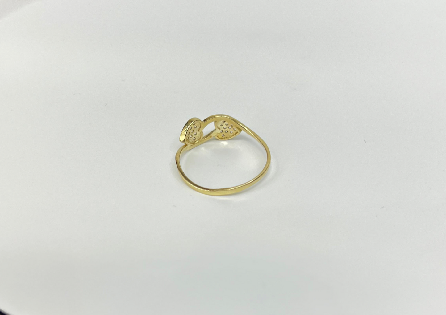 1494- NEW 14K Double Heart Ring W.G