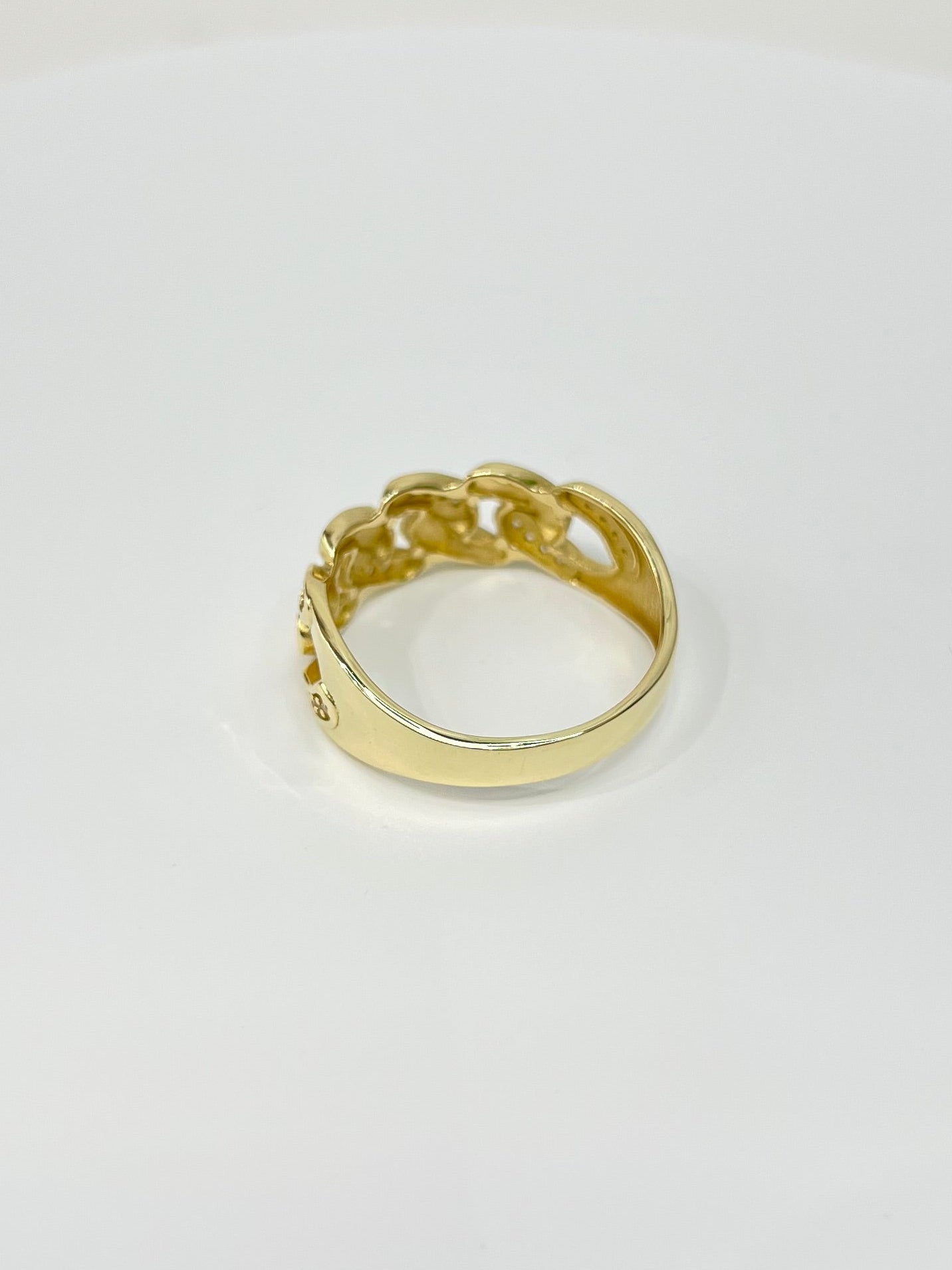1394- NEW 14K Cuban Link Band Ring W.G