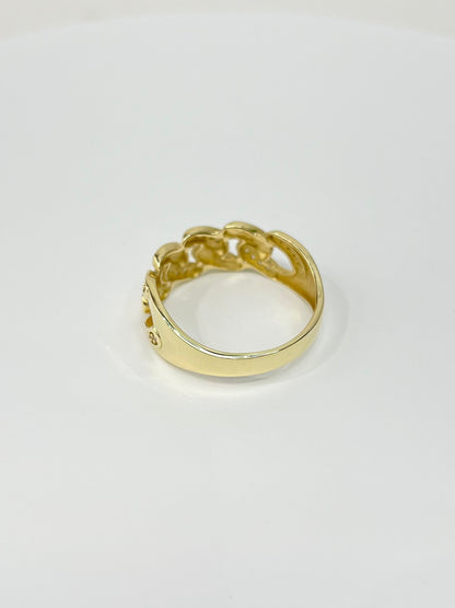 1394- NEW 14K Cuban Link Band Ring W.G